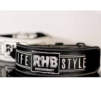 Mens black leather weight lifting belt