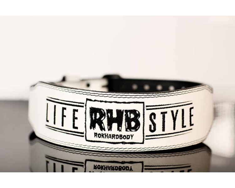 Womens white leather weight lifting belt