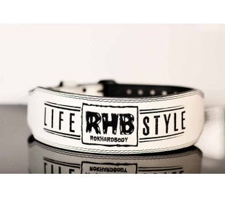 Mens white leather weight lifting belt