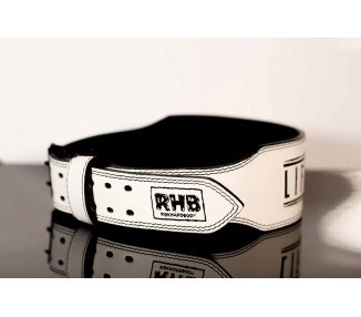 Mens white leather weight lifting belt